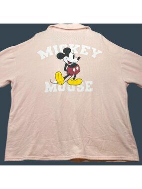 Disney Mickey Mouse Pink Button-Up Shirt Pockets & Back Graphic - Womens Size 1X
